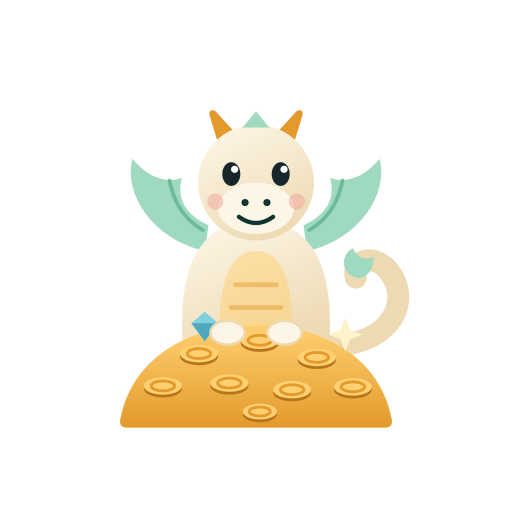 The HoardSome dragon sitting on a tidy pile of gold coins